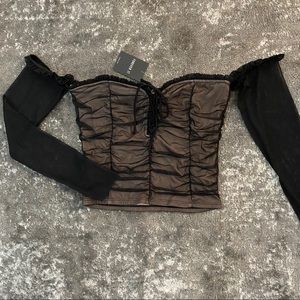 NWT F21 Black Mesh Blouse
